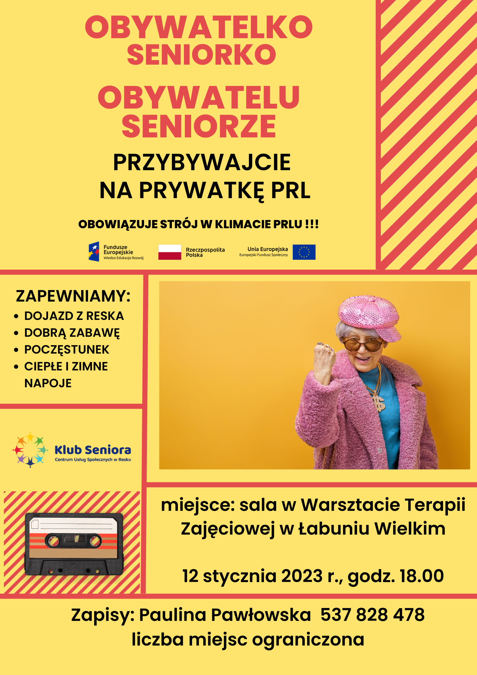 Klub Seniora-zaproszenie na Prywatkę PRL